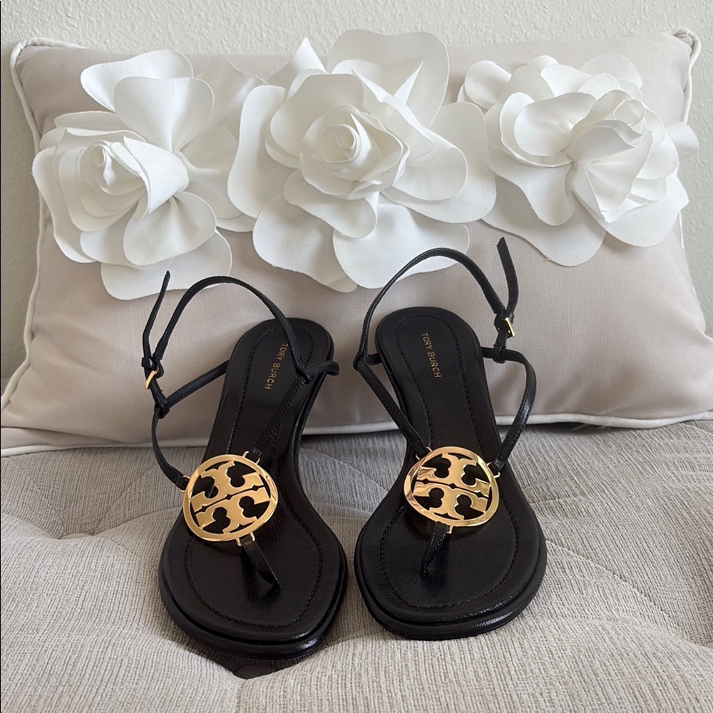Tory Burch Black and Gold Women's Sandals